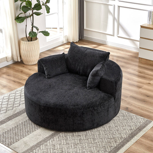 GIKPAL 55"x55" Oversized Sleeper Sofa Bed, Chenille Fabric Sectional Sofa with Backrest Pillow & No Assembly Required, Modern Sleeper Couch for Living Room, Black